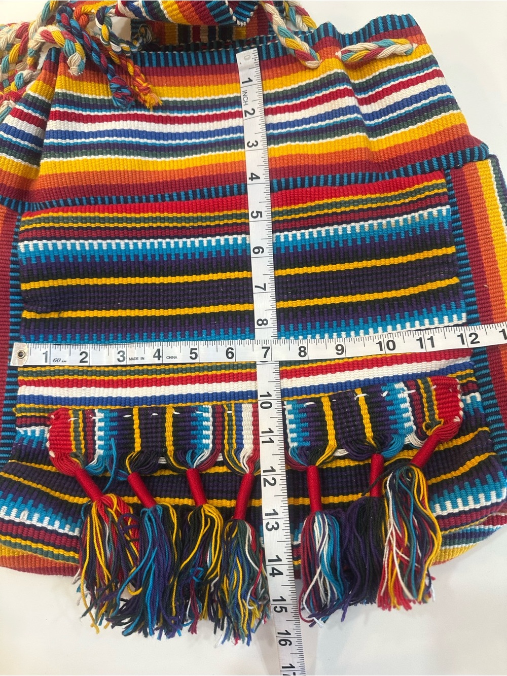 Two Authentic Handmade Paraguayan Woven Tote Bags from Asunción Colorful Tassel - Picture 10 of 12
